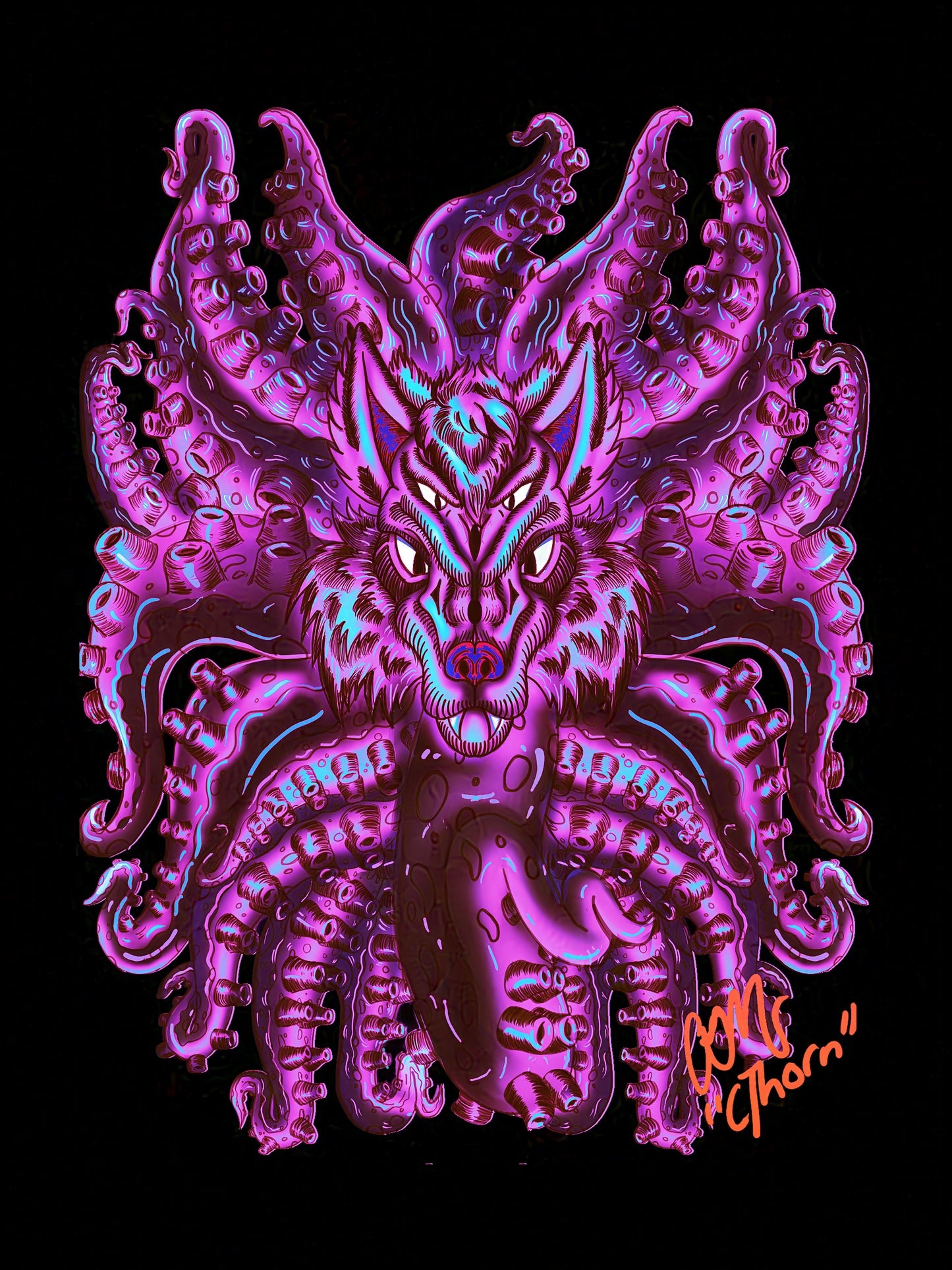 Gallery Quality Cotton Candy Wolf Tulu Giclée Print