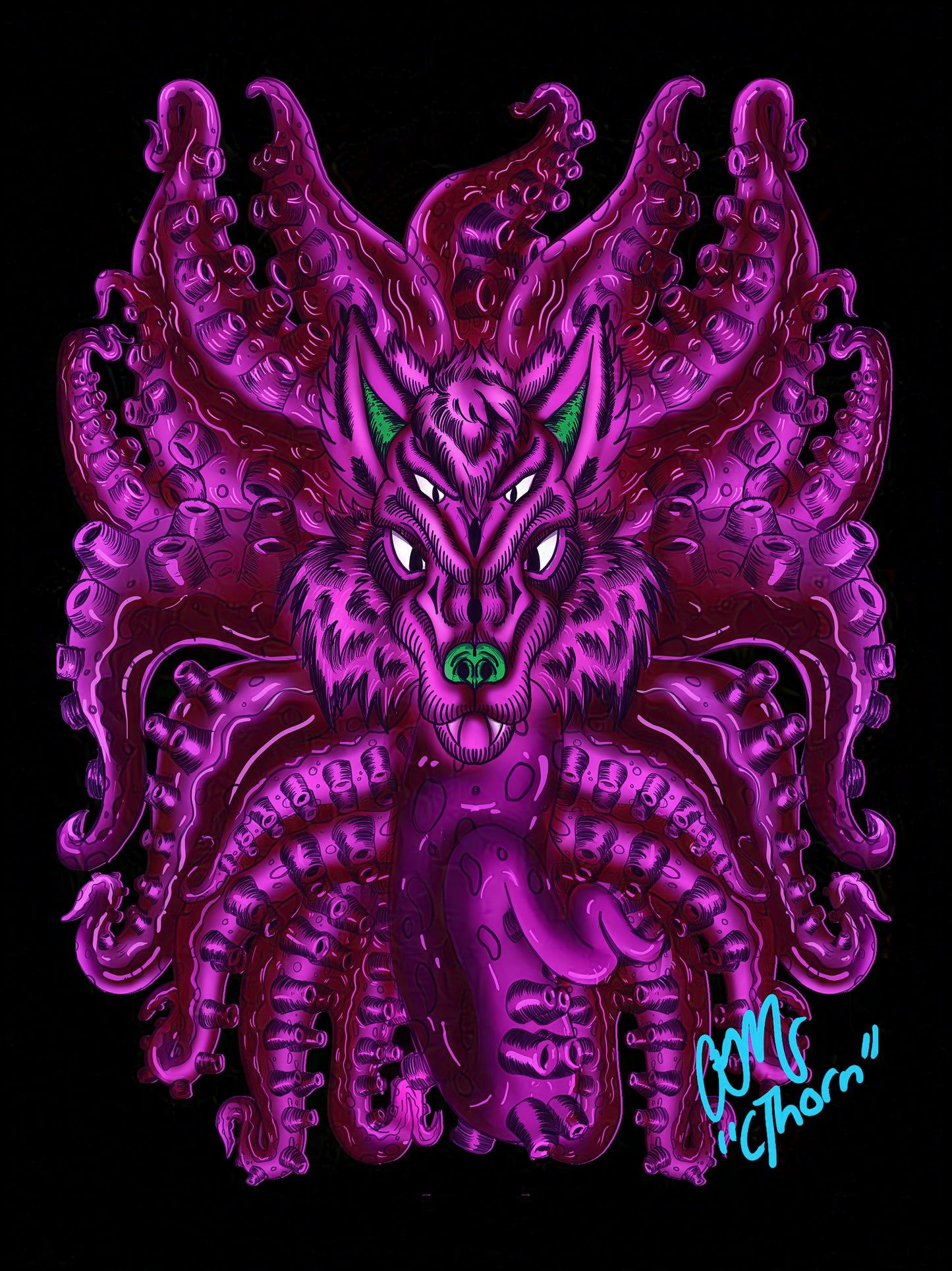 Gallery Quality Purple Wolf Tulu Giclée Print